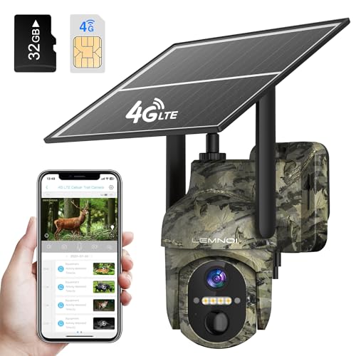 4G/3G Caméra de Chasse Solaire Extérieure sans Fil avec Carte SIM, Caméra Surveillance sur Batterie avec Détection de Mouvement, 2K Vision Nocturne, 360° Rotation, Audio Bidirectionnel, Etanche IP66