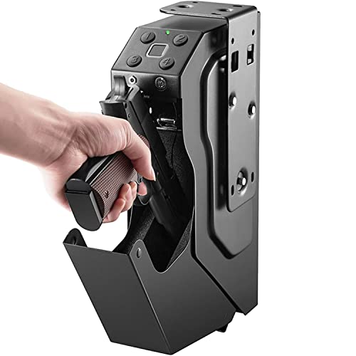 3 en 1 Coffres-Forts pour Armes à Feu (Empreintes Digitales/Serrure à Clé/Code NuméRique), Coffre-Fort pour Arme De Poing Unique, Support pour Arme De Poing sous Une Tabl