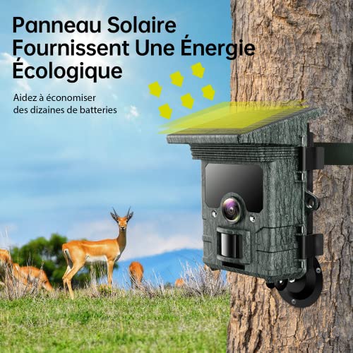 Caméra de Chasse Solaire 4K 46MP, Camera Chasse WiFi Bluetooth Étanche IP66, Camera de Chasse 36pcs LED Infrarouge 20m Grand Angle 120° Détecter Caméra Chasse Nocturne Vitesse de Dclenchement 0,2s – Image 2