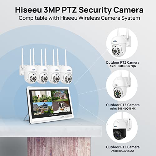 【PTZ+3TB HDD】 Hiseeu 5MP PTZ Kit Caméra de Surveillance WiFi avec 12″ Moniteur 10CH 3To HDD NVR 4 PTZ Caméras Kit Vidéo Surveillance WiFi,Vision Nocturne Couleur,Détection de Mouvement,Audio 2 Voies – Image 9
