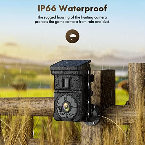 Camera de Chasse Solaire, 24MP 1080P Camera Chasse 2500mAh Batterie Intégrée Rechargeable, Caméra Chasse Nocturne Activé par Mouvement Temps de Déclenchement 0.1s Angle de Détection 120° Étanche IP66 – Image 7