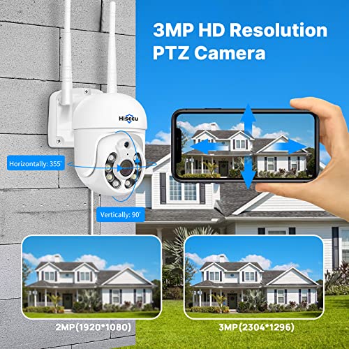 【PTZ+3TB HDD】 Hiseeu 5MP PTZ Kit Caméra de Surveillance WiFi avec 12″ Moniteur 10CH 3To HDD NVR 4 PTZ Caméras Kit Vidéo Surveillance WiFi,Vision Nocturne Couleur,Détection de Mouvement,Audio 2 Voies – Image 3