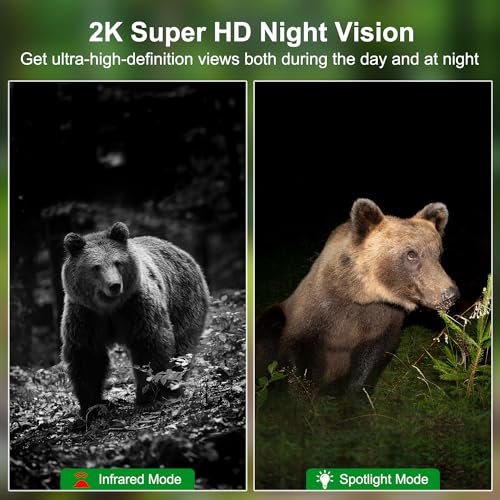 4G/3G Caméra de Chasse Solaire Extérieure sans Fil avec Carte SIM, Caméra Surveillance sur Batterie avec Détection de Mouvement, 2K Vision Nocturne, 360° Rotation, Audio Bidirectionnel, Etanche IP66 – Image 4