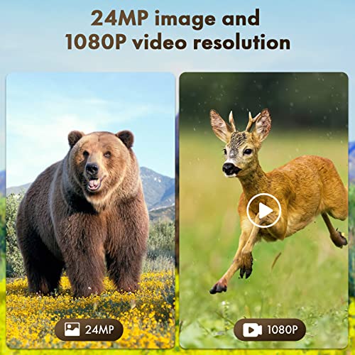 Camera de Chasse Solaire, 24MP 1080P Camera Chasse 2500mAh Batterie Intégrée Rechargeable, Caméra Chasse Nocturne Activé par Mouvement Temps de Déclenchement 0.1s Angle de Détection 120° Étanche IP66 – Image 3