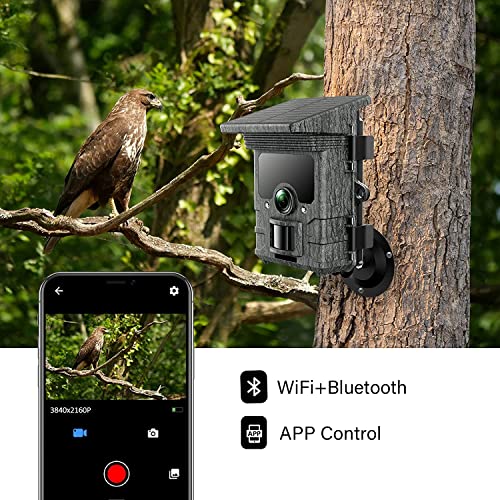 Camera de Chasse Solaire WiFi 4K 30FPS 46MP, Bluetooth Camera Chasse Infrarouge Batterie Rechargeable Intégrée, Caméra de Chasse Nocturne Étanche IP66 Grand Angle 120° Vitesse de Dclenchement 0,1s – Image 4