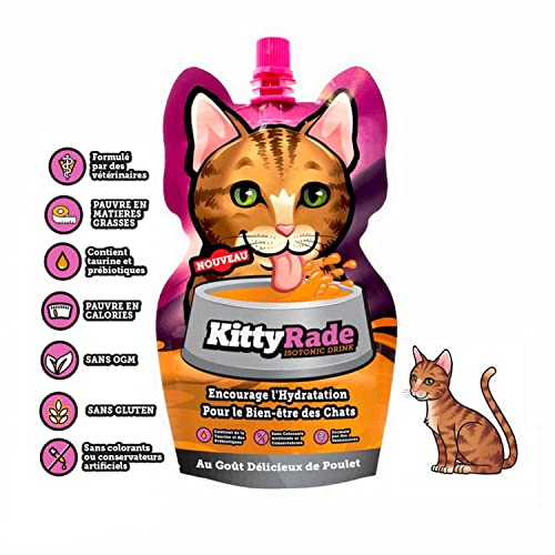 Boisson pour Chat | hydratante Isotonique Prébiotique Appétente | ACTI VET Plus Sante | Encourage Les Chats à Boire, Temps Chaud, Transition Alimentaire – KittyRade (Gourdes 250ml en Pack) – Image 2