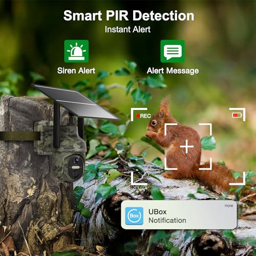 4G/3G Caméra de Chasse Solaire Extérieure sans Fil avec Carte SIM, Caméra Surveillance sur Batterie avec Détection de Mouvement, 2K Vision Nocturne, 360° Rotation, Audio Bidirectionnel, Etanche IP66 – Image 2