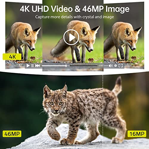 Camera de Chasse Solaire 4K 30FPS 46MP, Camera Chasse WiFi Bluetooth Batterie Rechargeable Intégrée, Caméra de Chasse Nocturne Infrarouge Étanche IP66 Grand Angle 120° Vitesse de Dclenchement 0,2s – Image 3