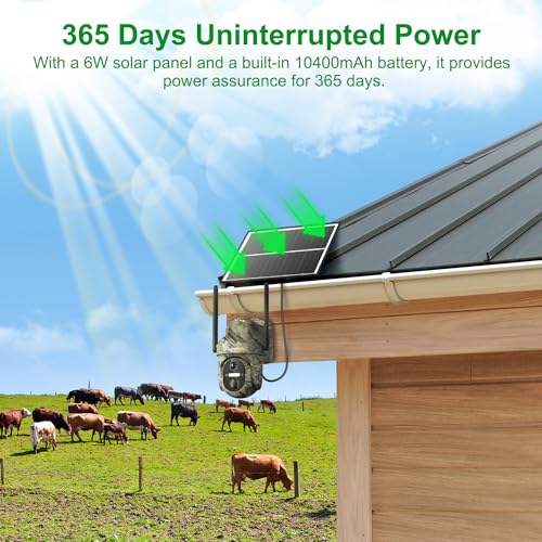 4G/3G Caméra de Chasse Solaire Extérieure sans Fil avec Carte SIM, Caméra Surveillance sur Batterie avec Détection de Mouvement, 2K Vision Nocturne, 360° Rotation, Audio Bidirectionnel, Etanche IP66 – Image 6