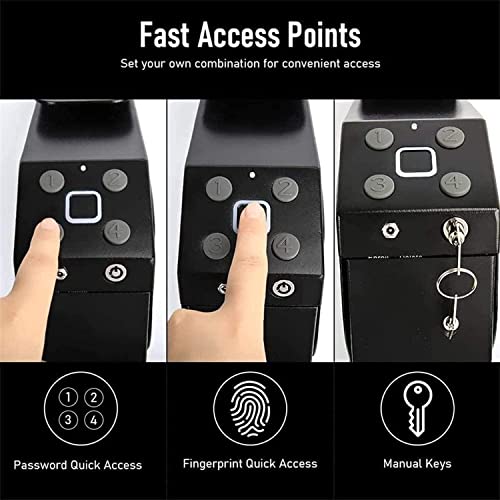 3 en 1 Coffres-Forts pour Armes à Feu (Empreintes Digitales/Serrure à Clé/Code NuméRique), Coffre-Fort pour Arme De Poing Unique, Support pour Arme De Poing sous Une Tabl – Image 2