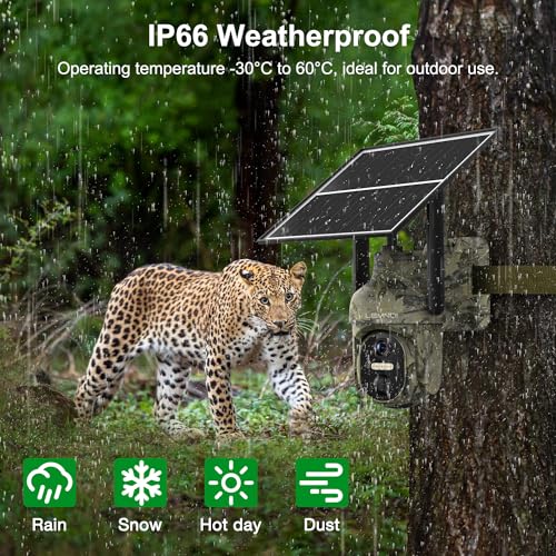 4G/3G Caméra de Chasse Solaire Extérieure sans Fil avec Carte SIM, Caméra Surveillance sur Batterie avec Détection de Mouvement, 2K Vision Nocturne, 360° Rotation, Audio Bidirectionnel, Etanche IP66 – Image 7