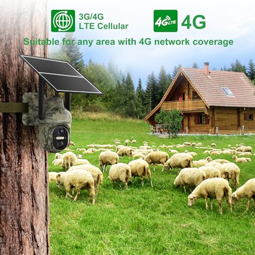 4G/3G Caméra de Chasse Solaire Extérieure sans Fil avec Carte SIM, Caméra Surveillance sur Batterie avec Détection de Mouvement, 2K Vision Nocturne, 360° Rotation, Audio Bidirectionnel, Etanche IP66 – Image 5
