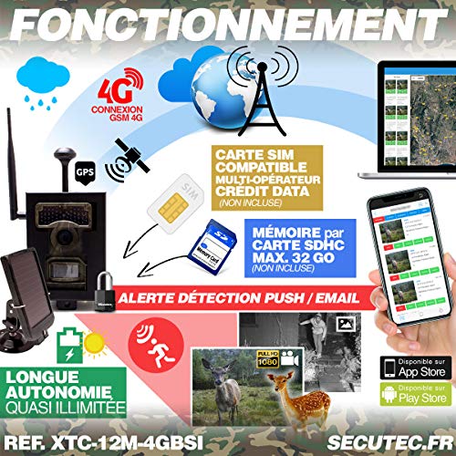 Caméra de Chasse HD 1080P IR Invisible GPS GSM 4G Alerte Push Envoi Photo et vidéo sur Application iOS et Android Serveur Cloud e-Mail et FTP avec Batterie Solaire et Box antivandale – Image 2