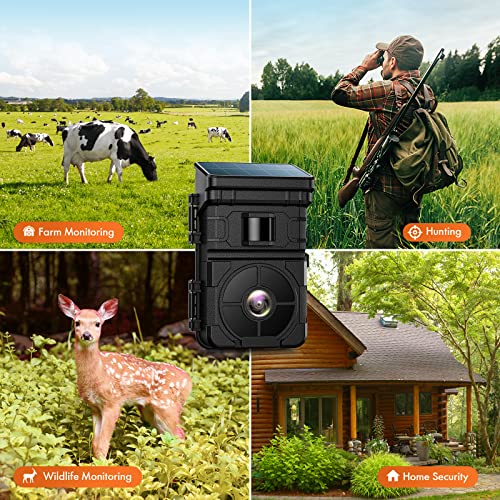 Camera de Chasse Solaire, 24MP 1080P Camera Chasse 2500mAh Batterie Intégrée Rechargeable, Caméra Chasse Nocturne Activé par Mouvement Temps de Déclenchement 0.1s Angle de Détection 120° Étanche IP66 – Image 8